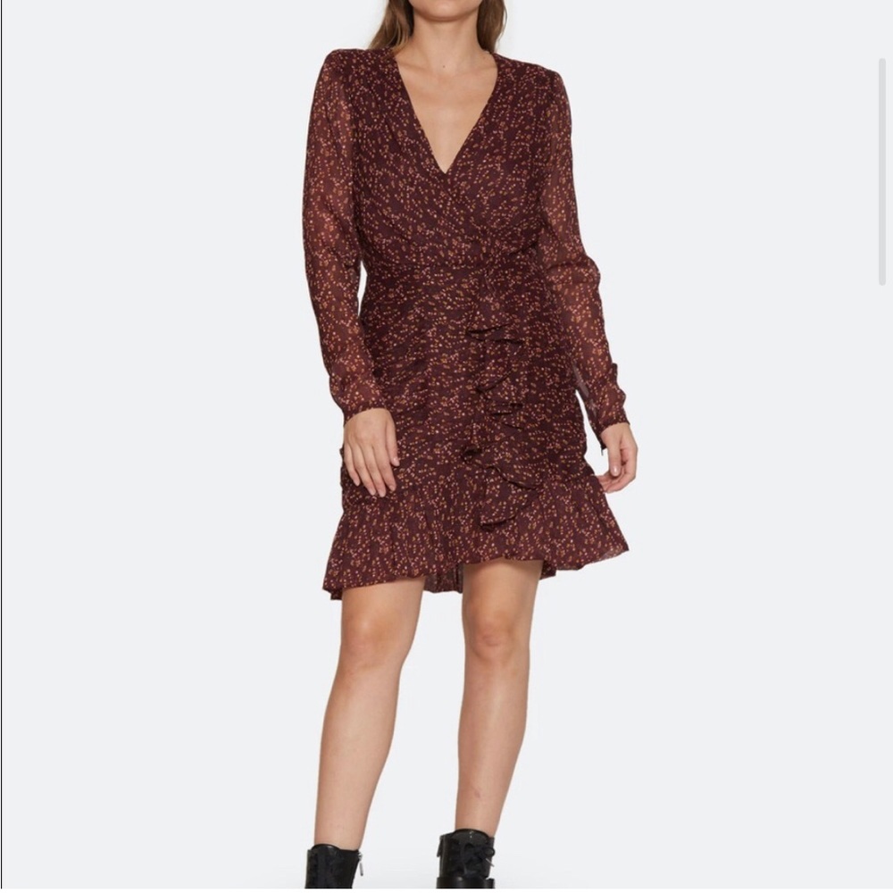 WALTER BAKER Purple 
Tyrus ruffled floral-print chiffon mini dress Size 8